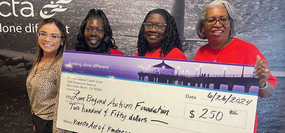 image of love beyond autism foundation check presentation