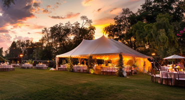 image of a white tent at a wedding event