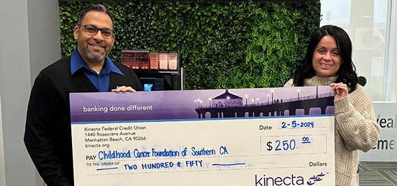 image of Childhood Cancer Foundation of Southern California check presentation